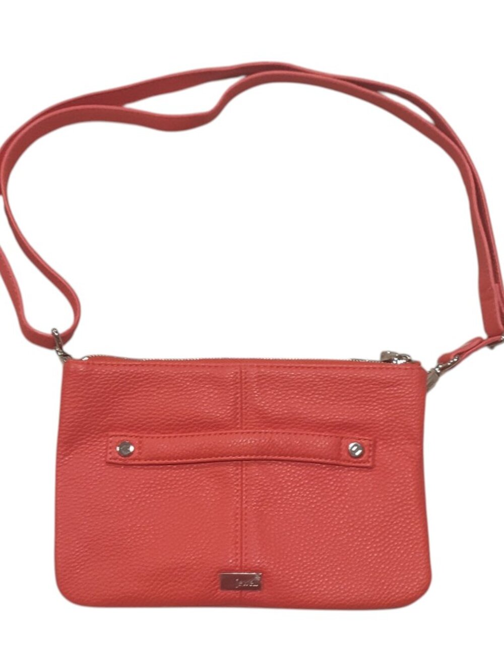 Jewell by Thirty-One Small Coral Pleather Pebbled Double Bag Crossbody Purse